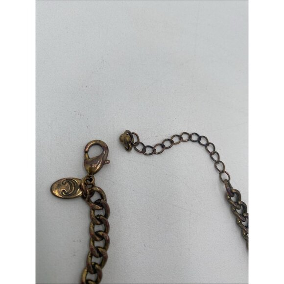 Vintage Statment Necklace Gold Tone Maximalist Chunky MCM Lucite Signed C 17" - Picture 9 of 11